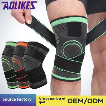 Compression strap wrapped knee pads for basketball, running, fitness, cycling, knitted sports, compression and breathability